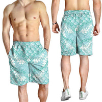 Light Turquoise Mermaid Puakenikeni Maile Lei Shorts for Men