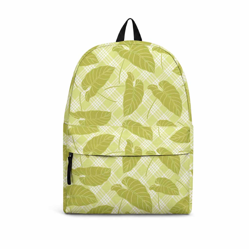 Lime Green Hawaii Kalo Palaka Motifs Backpack Hawaiian Taro Leaves Elegant Vibes LT14 Lime Green - Polynesian Pride
