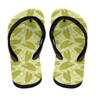 Lime Green Hawaii Kalo Palaka Motifs Flip Flops Hawaiian Taro Leaves Elegant Vibes LT14 - Polynesian Pride