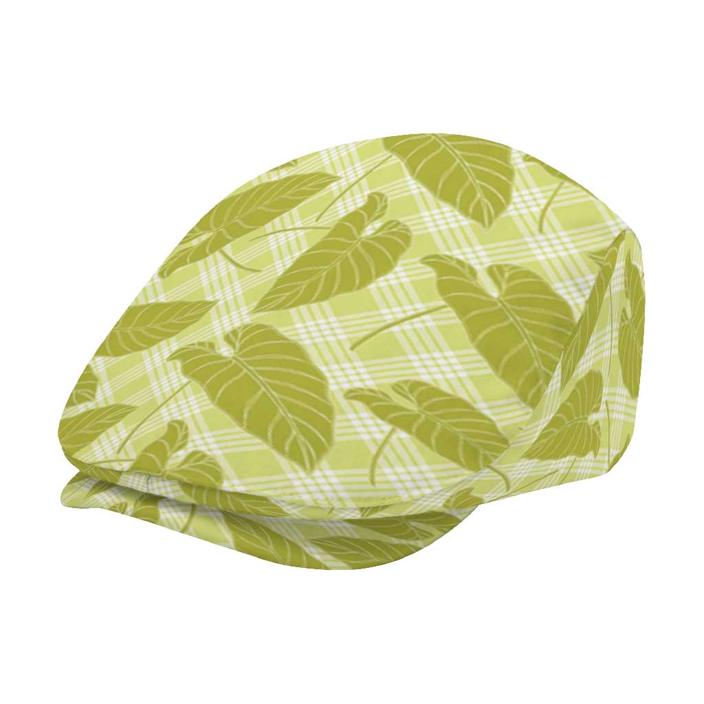 Lime Green Hawaii Kalo Palaka Motifs Jeff Hat Hawaiian Taro Leaves Elegant Vibes