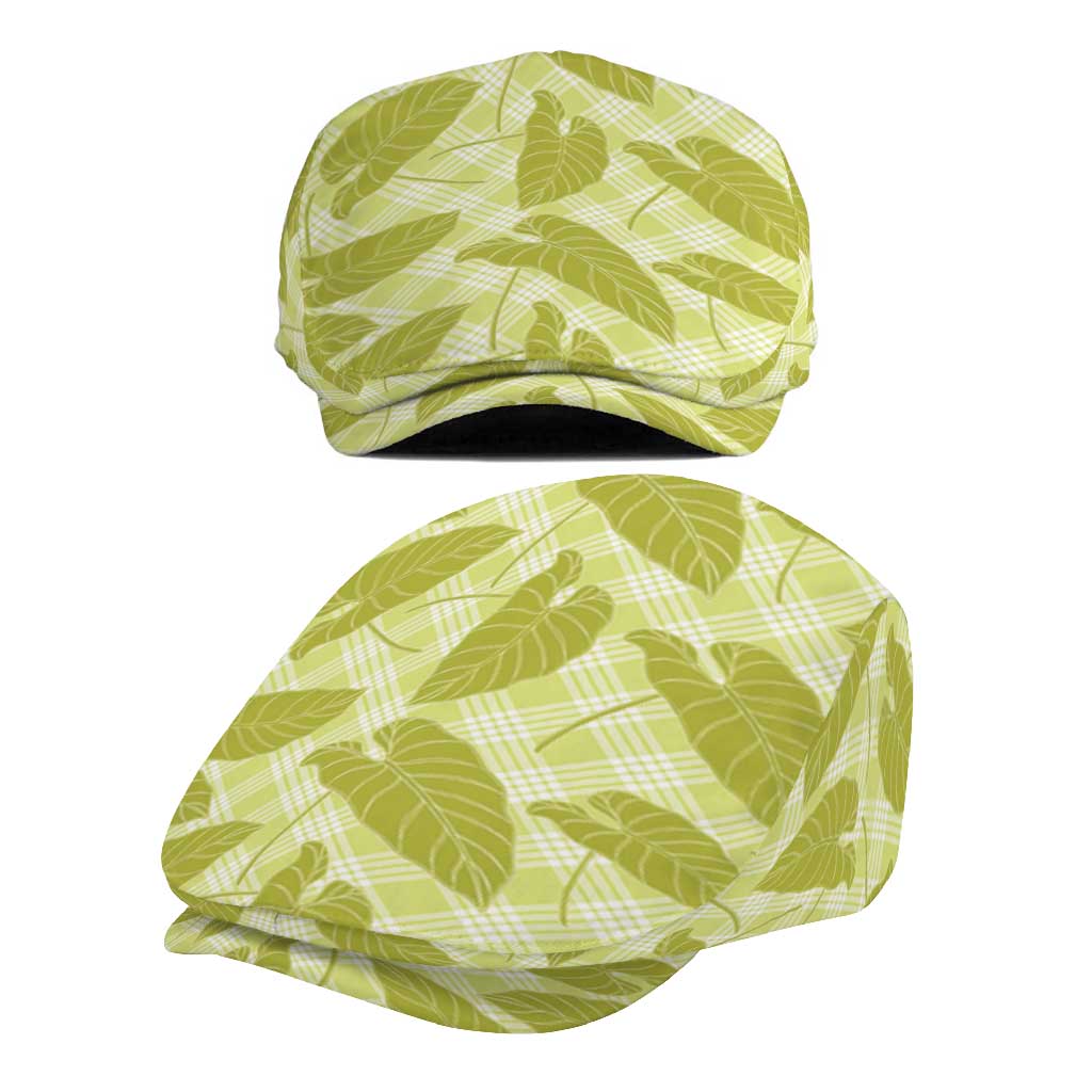 Lime Green Hawaii Kalo Palaka Motifs Jeff Hat Hawaiian Taro Leaves Elegant Vibes