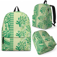 Lime Green Hibiscus Monstera Seamless Kakau Hawaii Backpack LT14 - Polynesian Pride