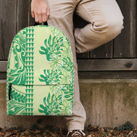 Lime Green Hibiscus Monstera Seamless Kakau Hawaii Backpack LT14 - Polynesian Pride