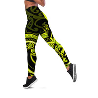 Lime Green New Zealand Mangopare Leggings Aotearoa Maori Koru Style LT14 Lime Green - Polynesian Pride