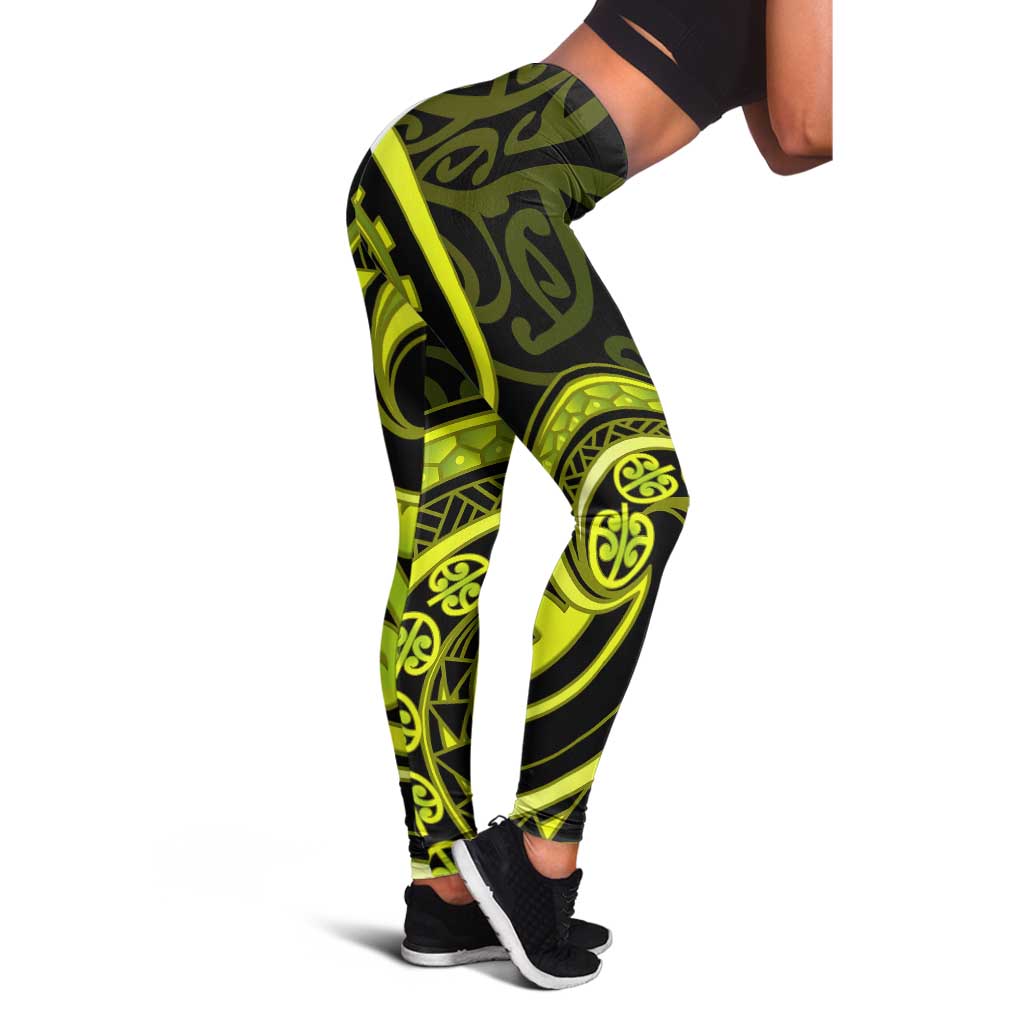 Lime Green New Zealand Mangopare Leggings Aotearoa Maori Koru Style LT14 - Polynesian Pride