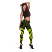 Lime Green New Zealand Mangopare Leggings Aotearoa Maori Koru Style LT14 - Polynesian Pride
