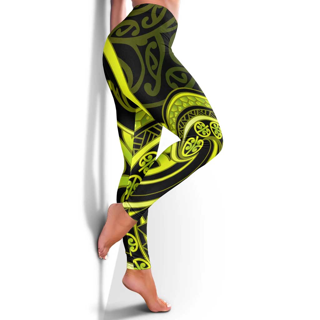 Lime Green New Zealand Mangopare Leggings Aotearoa Maori Koru Style LT14 - Polynesian Pride
