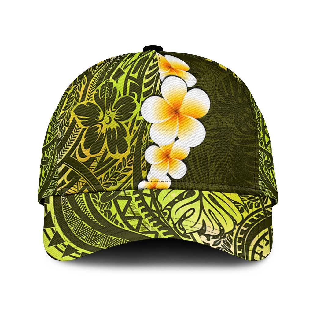 Lime Green Polynesia Classic Cap Plumeria Tropical Leaves With Galaxy Polynesian Art LT14