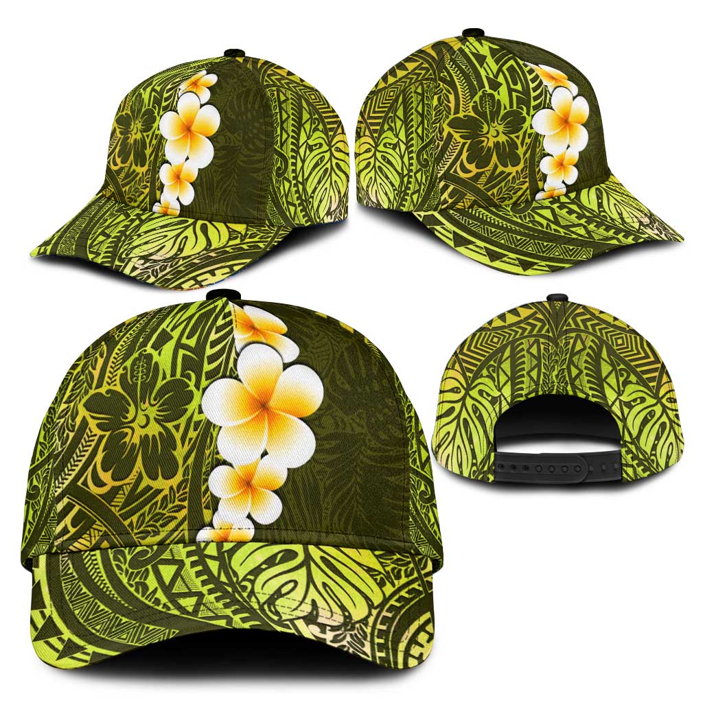 Lime Green Polynesia Classic Cap Plumeria Tropical Leaves With Galaxy Polynesian Art LT14