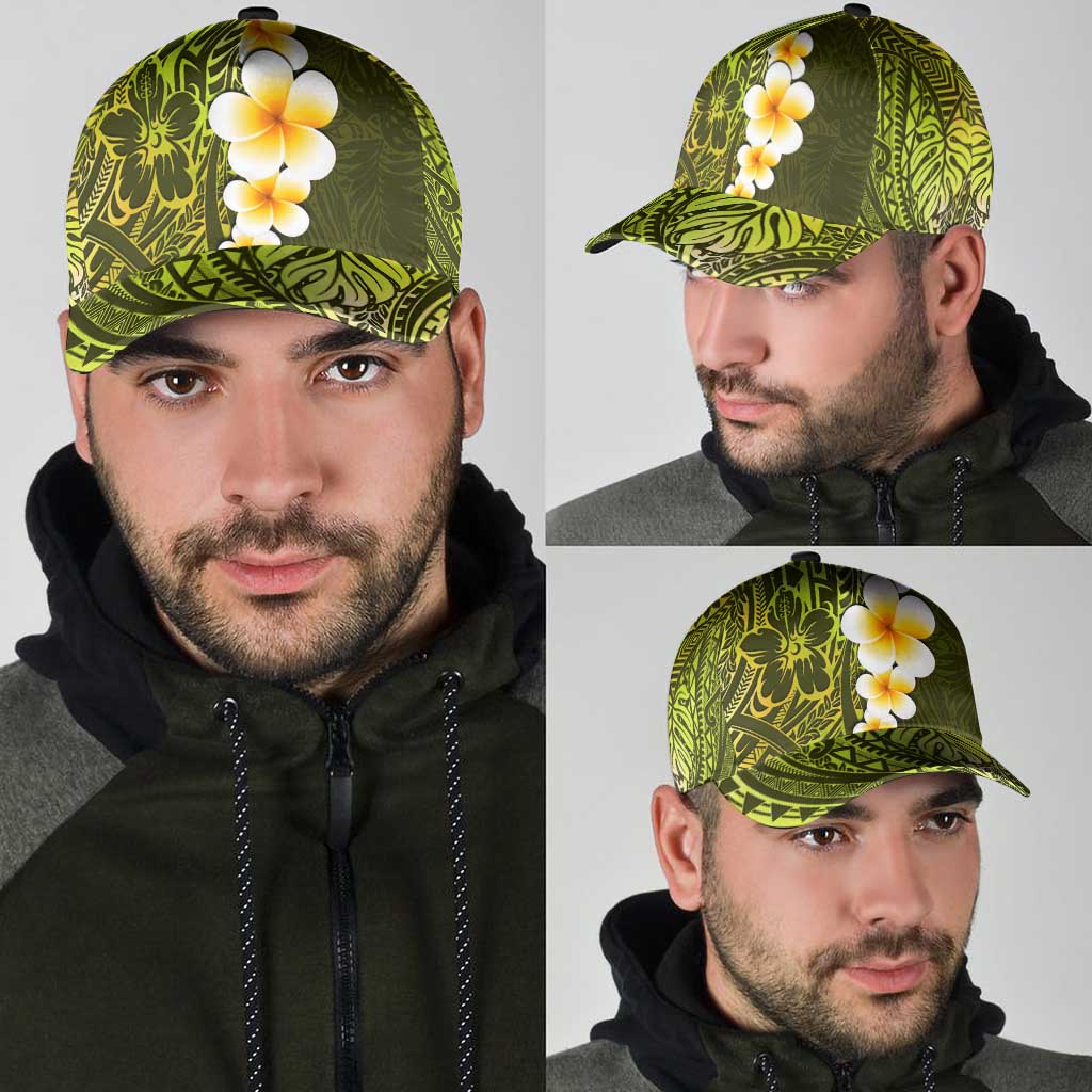 Lime Green Polynesia Classic Cap Plumeria Tropical Leaves With Galaxy Polynesian Art LT14