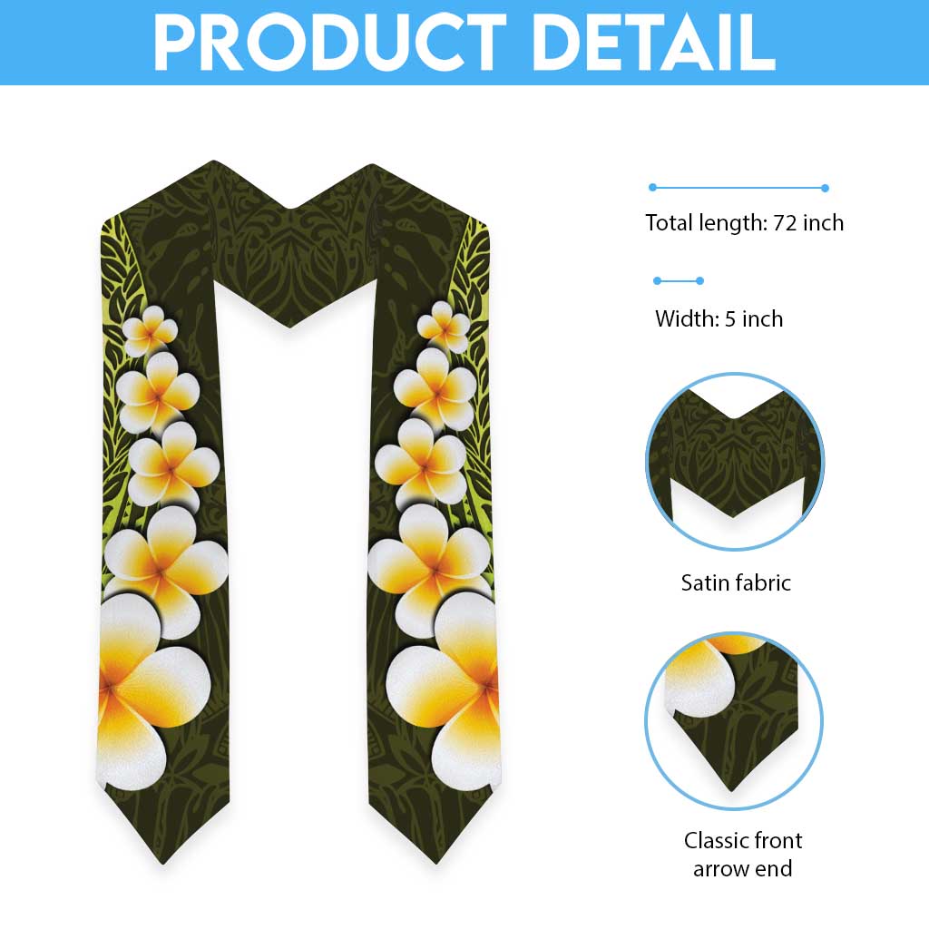 Lime Green Polynesia Graduation Stole Plumeria Tropical Leaves With Galaxy Polynesian Art