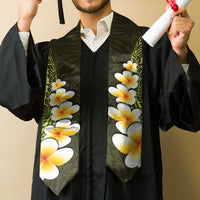 Lime Green Polynesia Graduation Stole Plumeria Tropical Leaves With Galaxy Polynesian Art