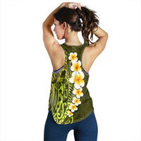 Lime Green Polynesia Women Racerback Tank Plumeria Tropical Leaves With Galaxy Polynesian Art LT14 - Polynesian Pride