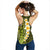Lime Green Polynesia Women Racerback Tank Plumeria Tropical Leaves With Galaxy Polynesian Art - Polynesian Pride