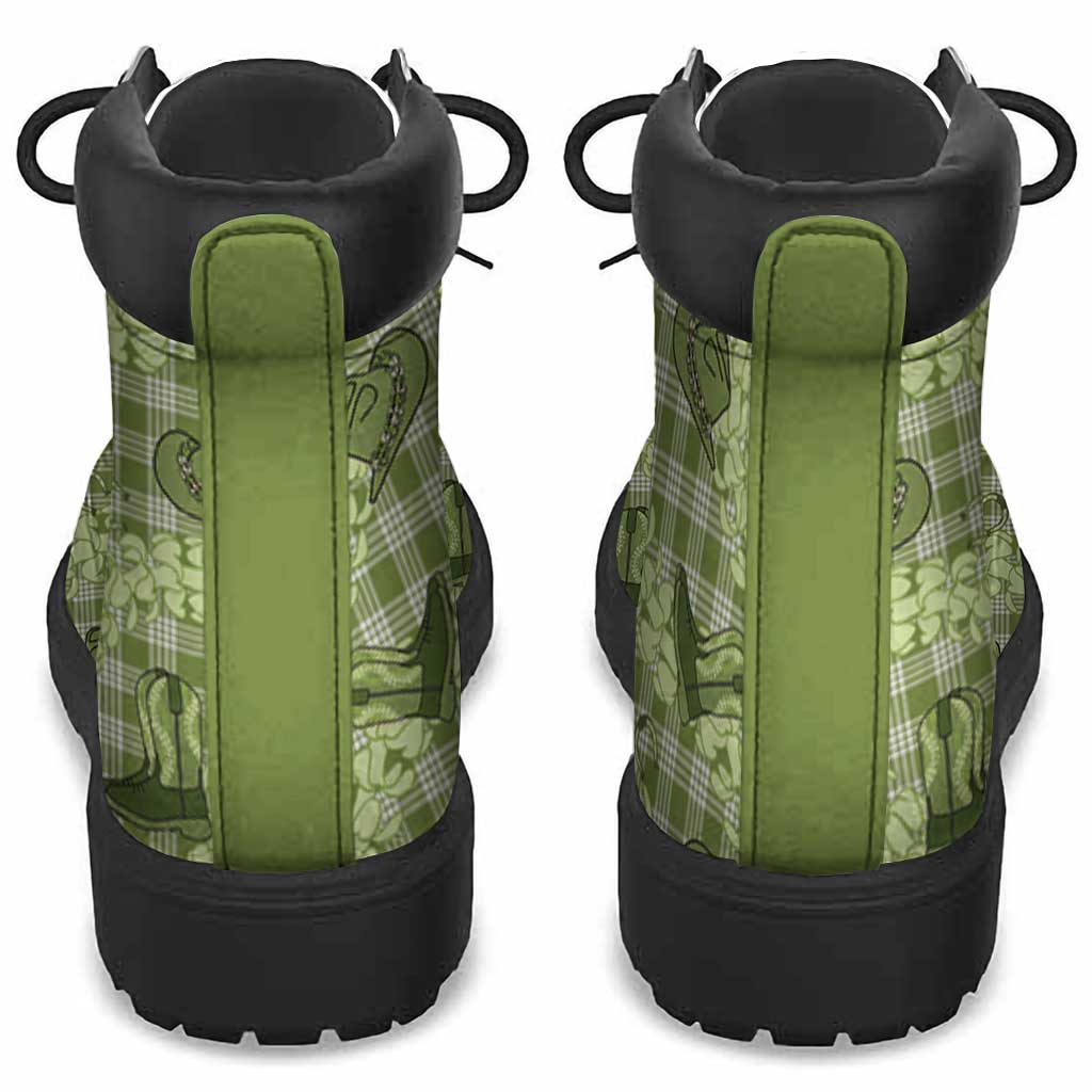 Lime Palaka Hawaii Cowboy All Season Boots Puakenikeni Lei Paniolo Papale Seamless Vibes - Polynesian Pride