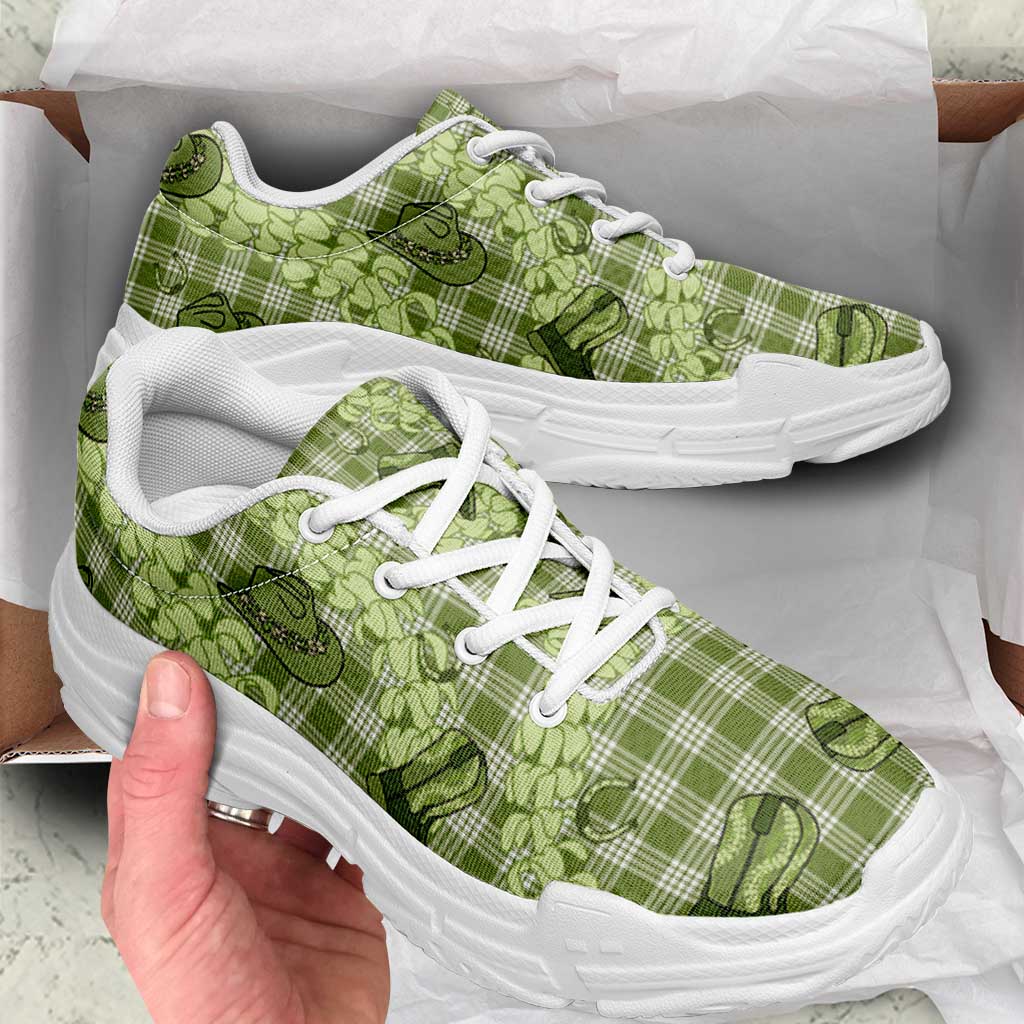 Lime Palaka Hawaii Cowboy Chunky Sneakers Puakenikeni Lei Paniolo Papale Seamless Vibes - Polynesian Pride