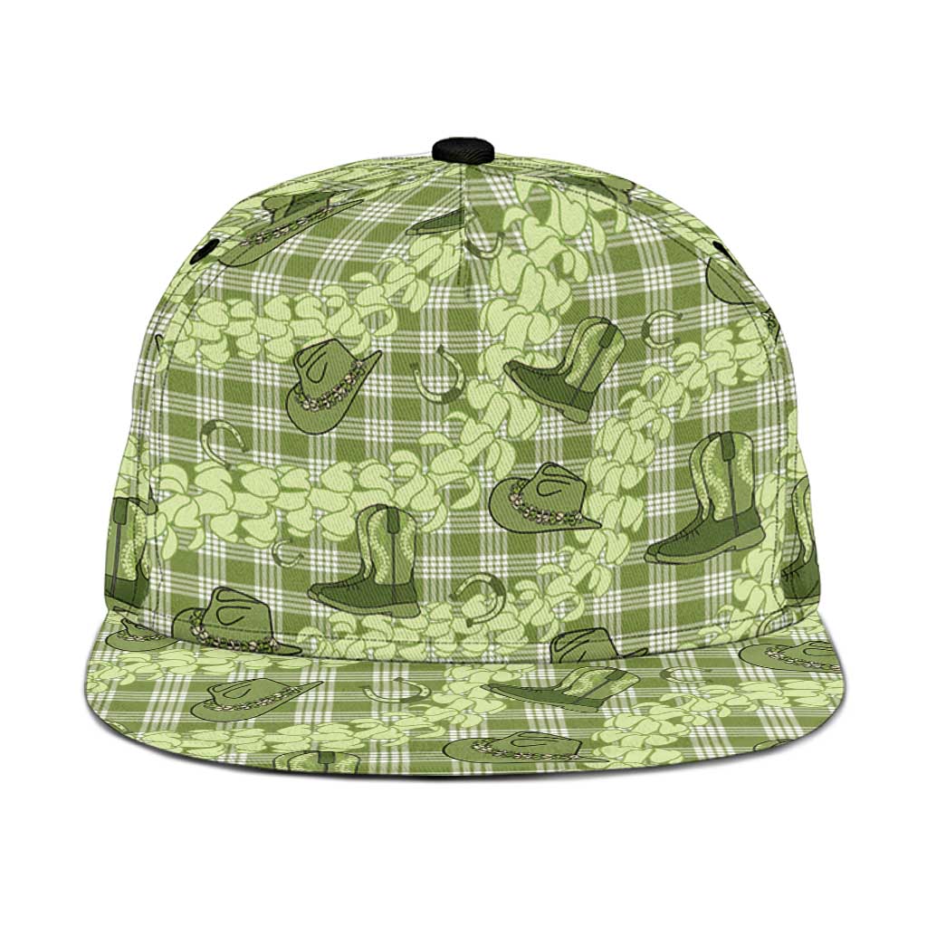 Lime Palaka Hawaii Cowboy Snapback Cap Puakenikeni Lei Paniolo Papale Seamless Vibes - Polynesian Pride