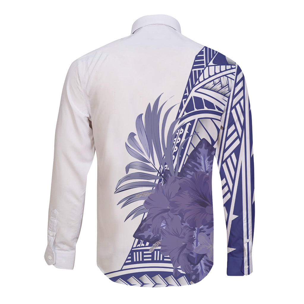 White Family Matching Outfits - Hawaii Flowers Off Shoulder Long Sleeve Dress and Shirt Family Set - Polynesian Pride