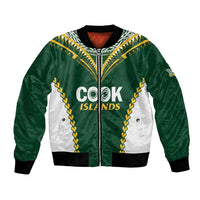 Custom Rugby League Cook Islands Bomber Jacket Tribal Pattern Green Version