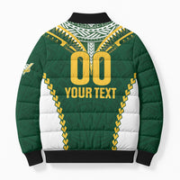 Custom Rugby League Cook Islands Bomber Puffer Jacket Tribal Pattern Green Version LT01 - Polynesian Pride