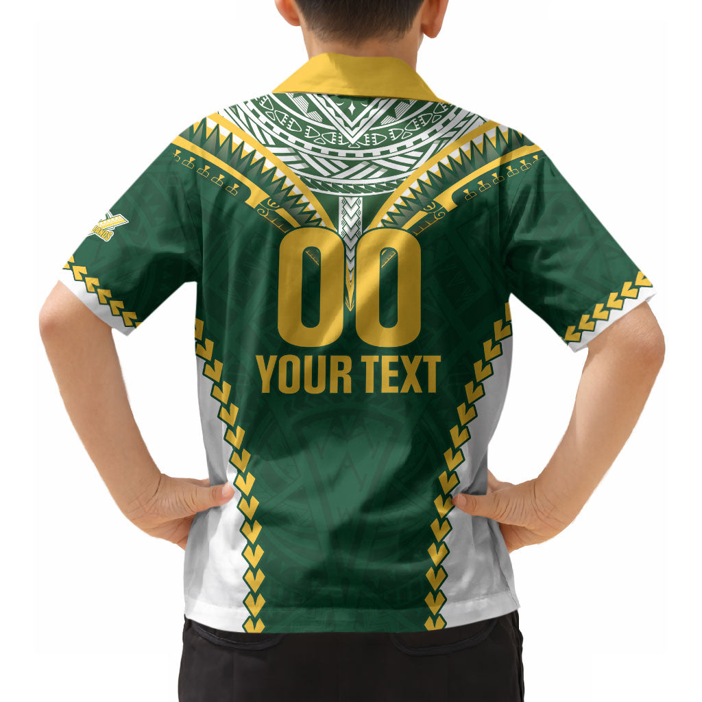 Custom Rugby League Cook Islands Hawaiian Shirt Tribal Pattern Green Version LT01 - Polynesian Pride