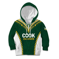 Custom Rugby League Cook Islands Kid Hoodie Tribal Pattern Green Version LT01 Hoodie Green - Polynesian Pride