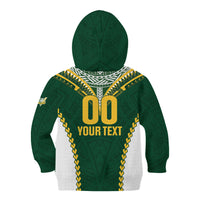 Custom Rugby League Cook Islands Kid Hoodie Tribal Pattern Green Version LT01 - Polynesian Pride