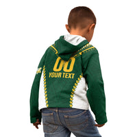 Custom Rugby League Cook Islands Kid Hoodie Tribal Pattern Green Version LT01 - Polynesian Pride