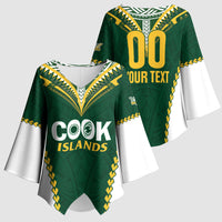 Custom Rugby League Cook Islands Kimono Sleeve Blouse Tribal Pattern Green Version LT01 - Polynesian Pride