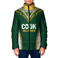 Custom Rugby League Cook Islands Padded Jacket Tribal Pattern Green Version LT01 Men Green - Polynesian Pride