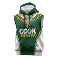 Custom Rugby League Cook Islands Sleeveless Hoodie Tribal Pattern Green Version LT01 Green - Polynesian Pride