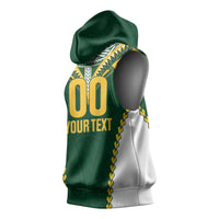 Custom Rugby League Cook Islands Sleeveless Hoodie Tribal Pattern Green Version LT01 - Polynesian Pride