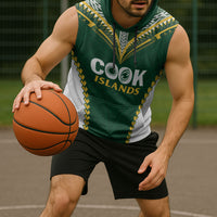 Custom Rugby League Cook Islands Sleeveless Hoodie Tribal Pattern Green Version LT01 - Polynesian Pride