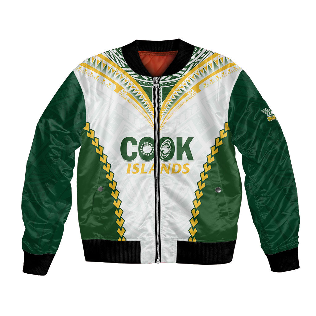Custom Rugby League Cook Islands Bomber Jacket Tribal Pattern White Version