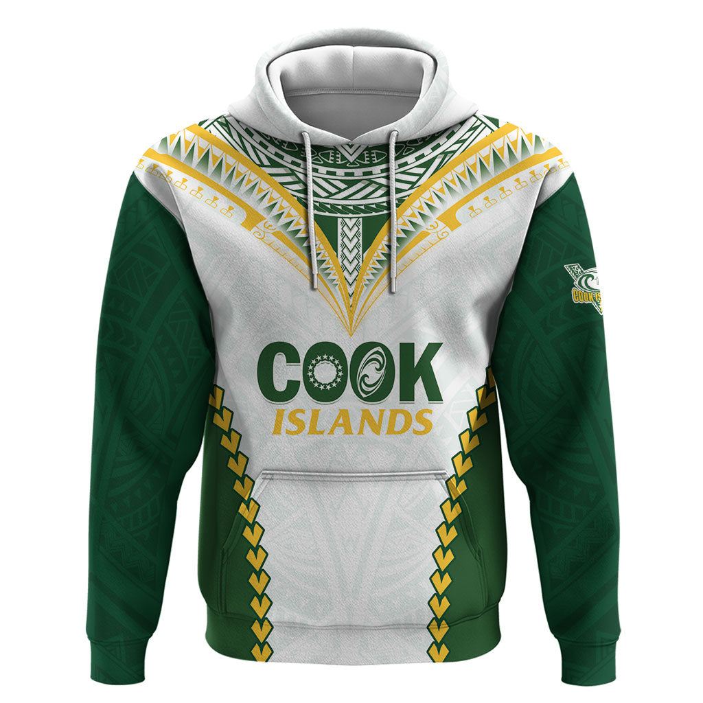 Custom Rugby League Cook Islands Hoodie Tribal Pattern White Version LT01 Pullover Hoodie White - Polynesian Pride