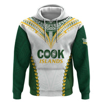Custom Rugby League Cook Islands Hoodie Tribal Pattern White Version LT01 Pullover Hoodie White - Polynesian Pride