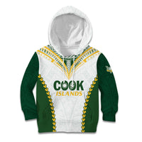 Custom Rugby League Cook Islands Kid Hoodie Tribal Pattern White Version LT01 Hoodie White - Polynesian Pride