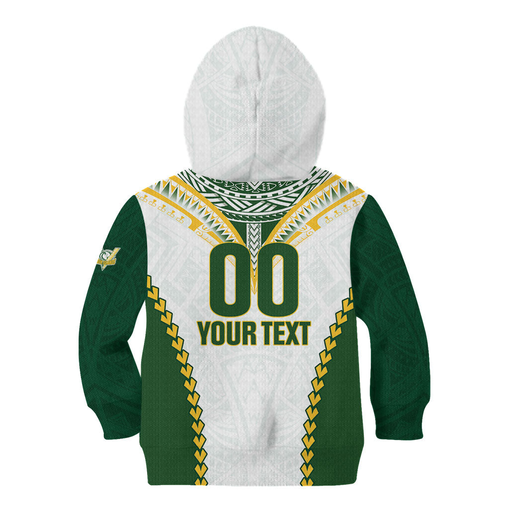 Custom Rugby League Cook Islands Kid Hoodie Tribal Pattern White Version LT01 - Polynesian Pride
