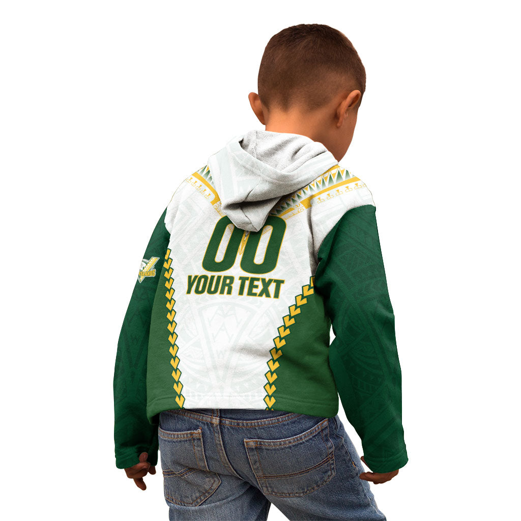 Custom Rugby League Cook Islands Kid Hoodie Tribal Pattern White Version LT01 - Polynesian Pride