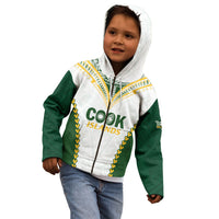 Custom Rugby League Cook Islands Kid Hoodie Tribal Pattern White Version LT01 - Polynesian Pride