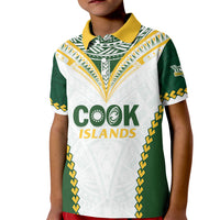 Custom Rugby League Cook Islands Kid Polo Shirt Tribal Pattern White Version LT01 Kid White - Polynesian Pride