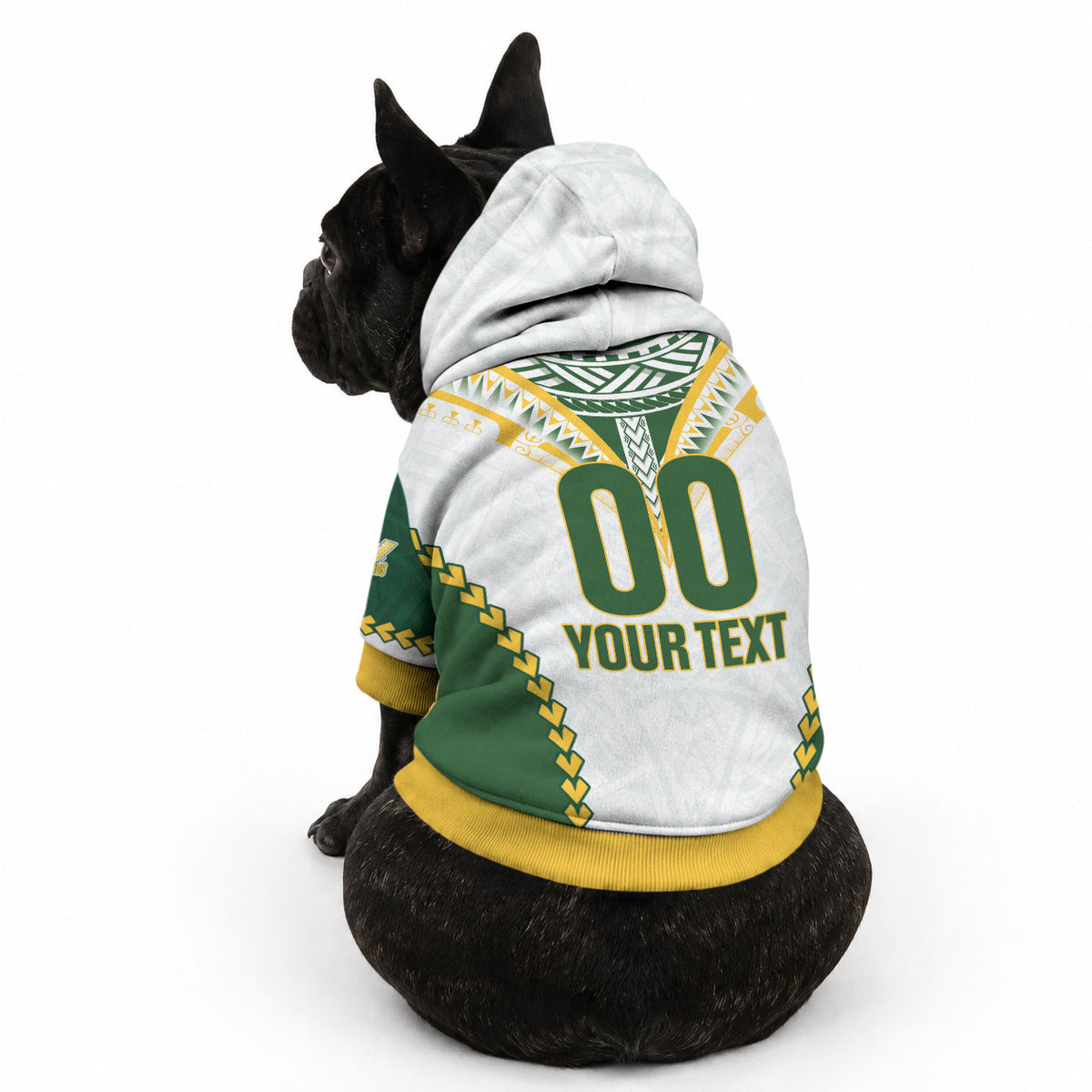 Custom Rugby League Cook Islands Pet Hoodie Tribal Pattern White Version LT01 - Polynesian Pride