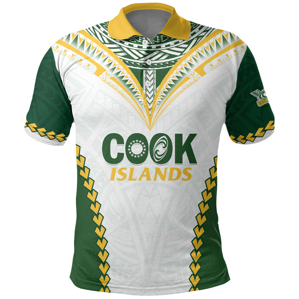 Custom Rugby League Cook Islands Polo Shirt Tribal Pattern White Version LT01 White - Polynesian Pride