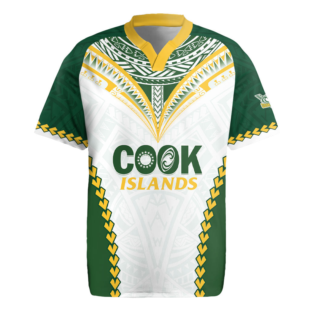 Custom Rugby League Cook Islands Rugby Jersey Tribal Pattern White Version