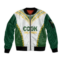 Custom Rugby League Cook Islands Sleeve Zip Bomber Jacket Tribal Pattern White Version