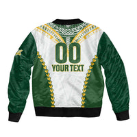 Custom Rugby League Cook Islands Sleeve Zip Bomber Jacket Tribal Pattern White Version