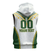 Custom Rugby League Cook Islands Sleeveless Hoodie Tribal Pattern White Version LT01 - Polynesian Pride
