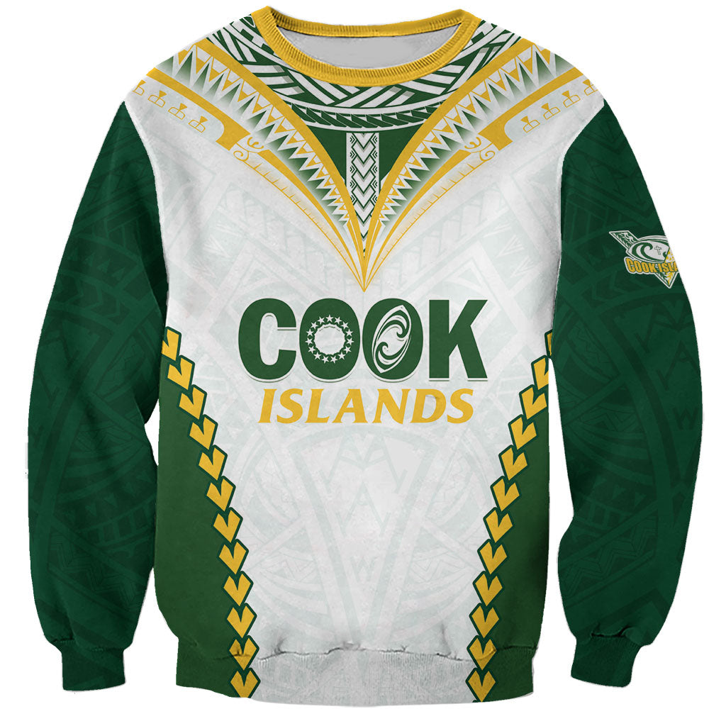 Custom Rugby League Cook Islands Sweatshirt Tribal Pattern White Version