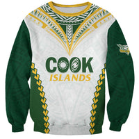Custom Rugby League Cook Islands Sweatshirt Tribal Pattern White Version