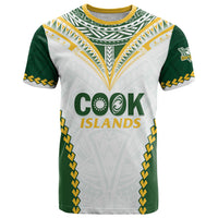 Custom Rugby League Cook Islands T Shirt Tribal Pattern White Version LT01 White - Polynesian Pride
